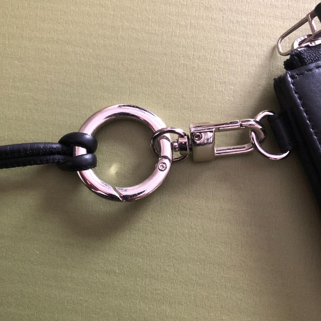 WAKU ネックウォレット コンパクト 財布 黒 ブラック レザー 革 小さい