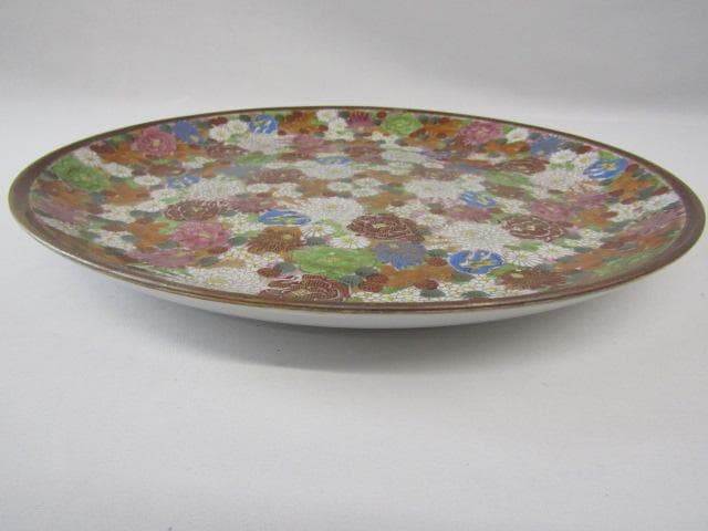Y6-0310‐③ ◇九谷焼 金彩花詰 大皿 巾 32ｃｍ◇