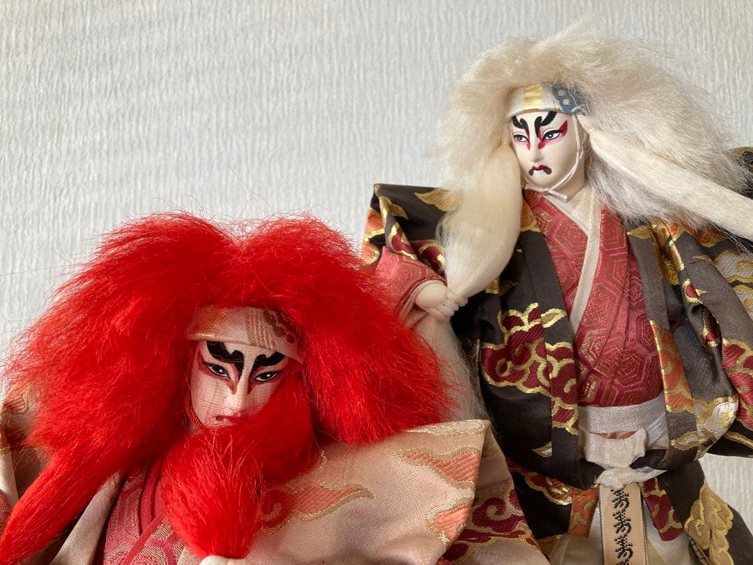 連獅子 高さ約45cm(台座含む) 日本人形 歌舞伎 昭和レトロ 骨董品