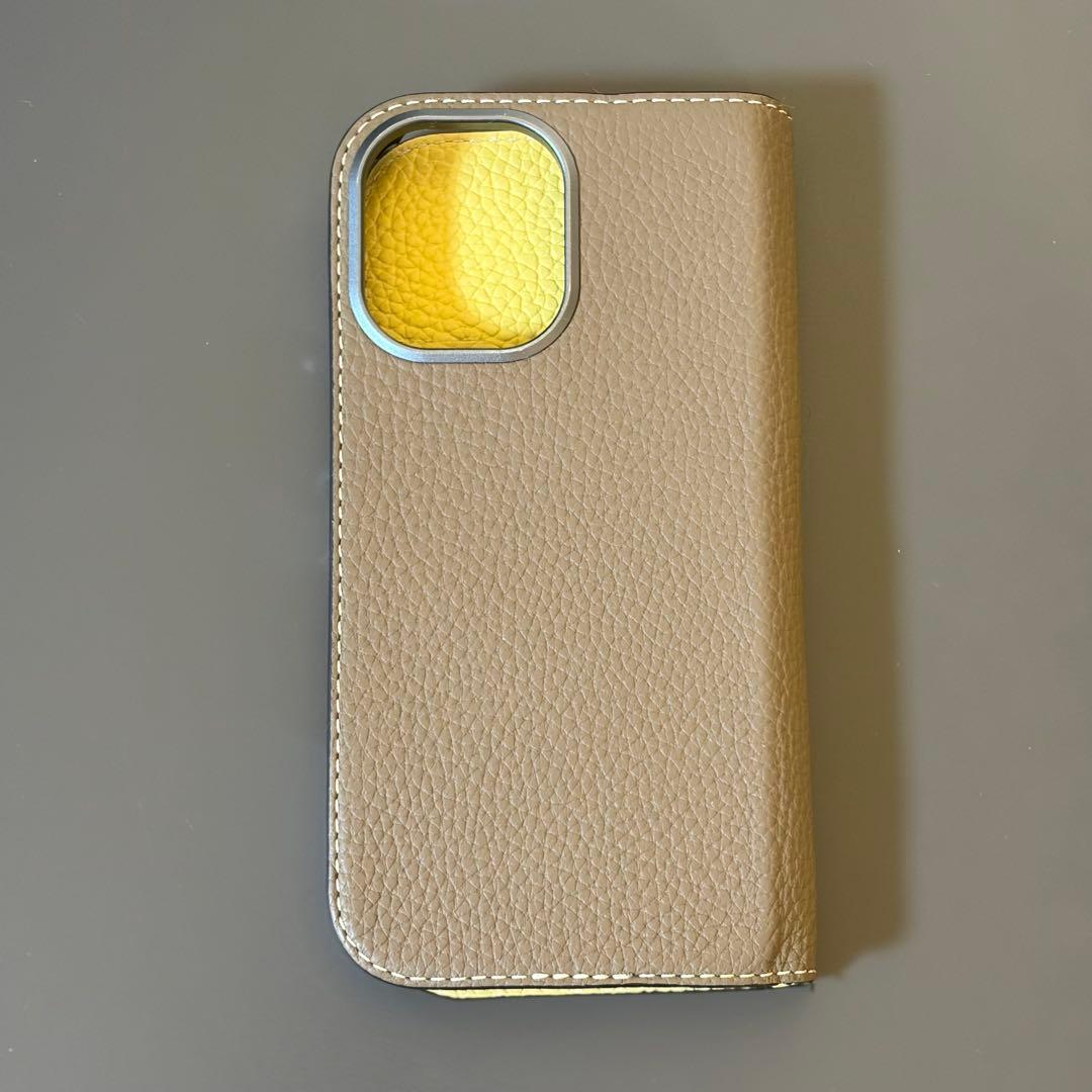 【BONAVENTURA】手帳型ケース(iPhone16)エトープ ×イエロー