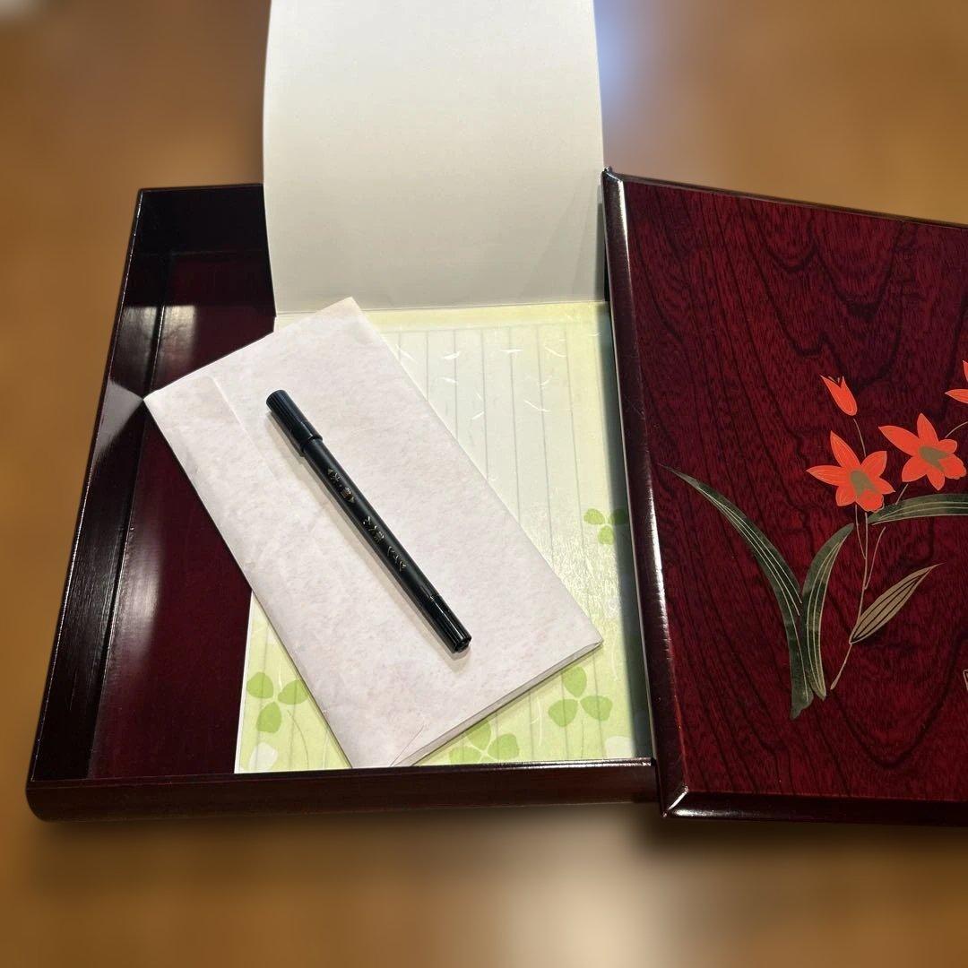 【希少・非売品】北海道新聞「朝の食卓」執筆記念 蒔絵文箱 峰山作 漆器