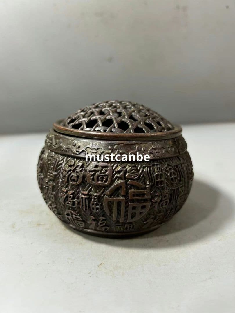 銅 細工 百福網蓋薫香炉 檀香炉 香道具茶道具 工芸品 置物