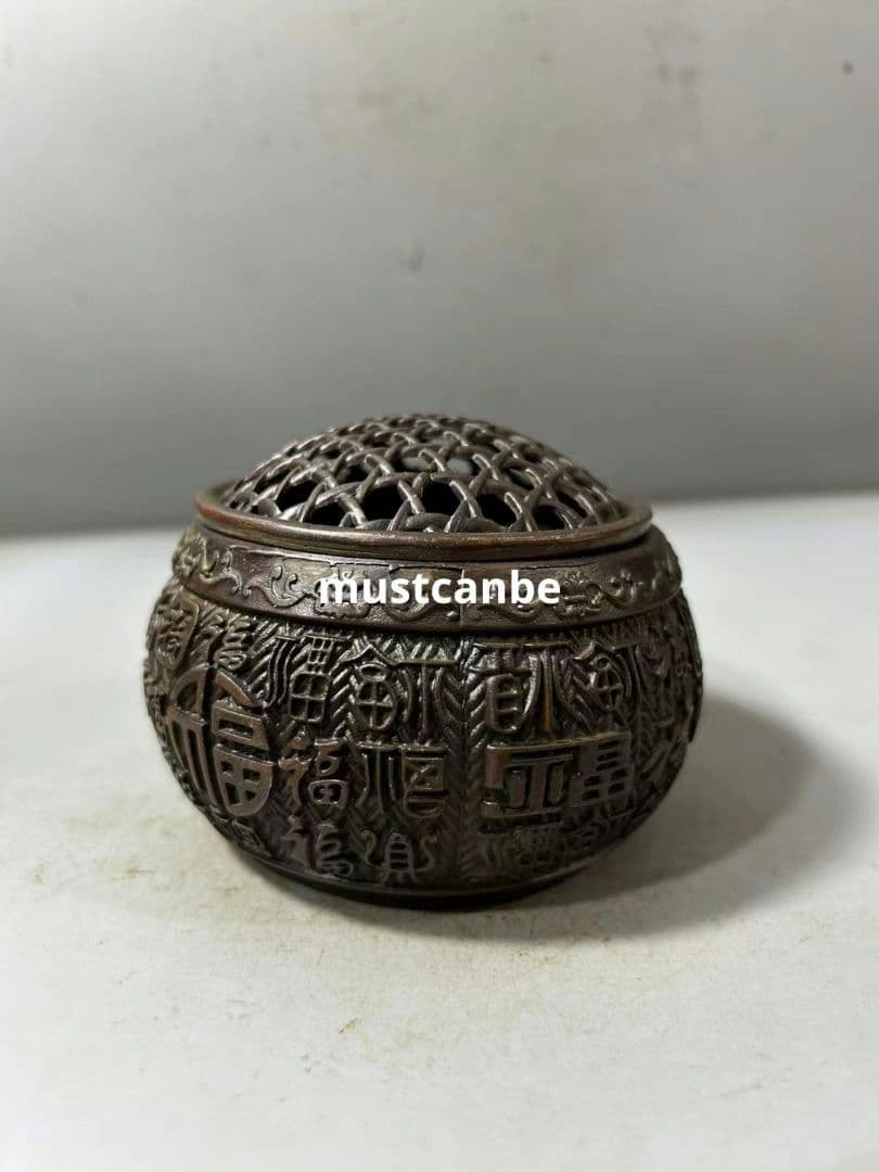 銅 細工 百福網蓋薫香炉 檀香炉 香道具茶道具 工芸品 置物