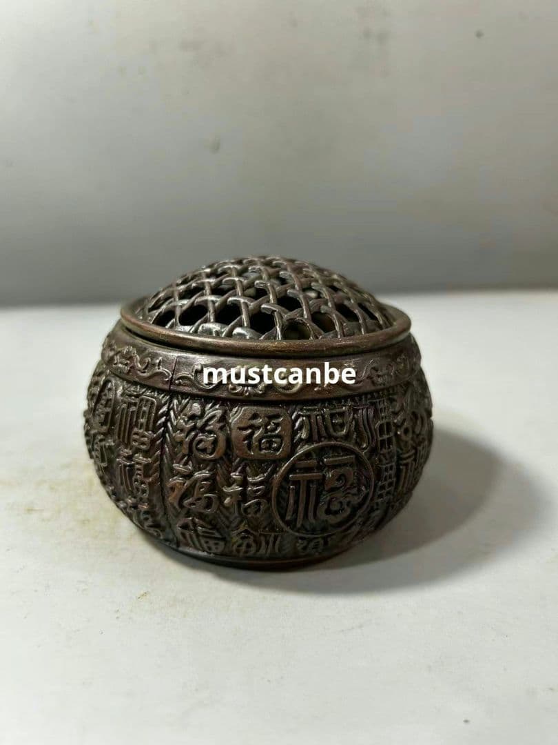 銅 細工 百福網蓋薫香炉 檀香炉 香道具茶道具 工芸品 置物