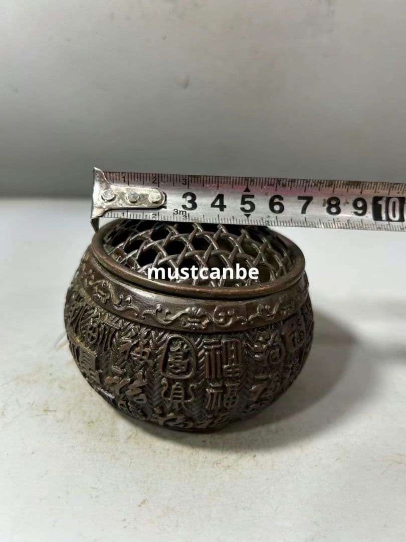 銅 細工 百福網蓋薫香炉 檀香炉 香道具茶道具 工芸品 置物