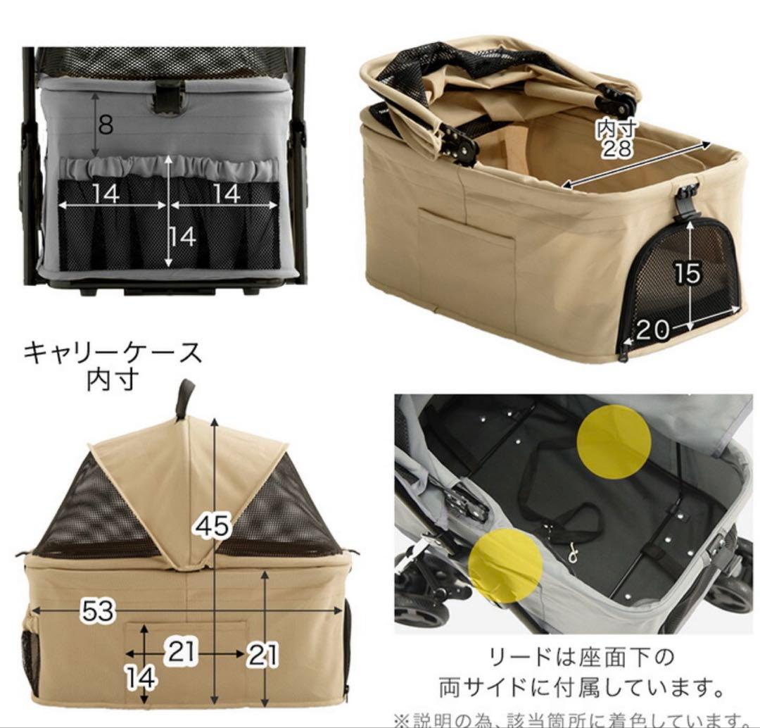 即納⭐︎新品未使用⭐︎3WAY折りたたみ式ペットカート　グレー小型犬　ドッグカート