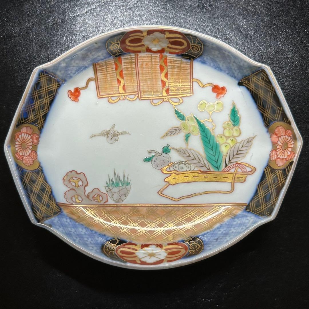 ★ 古伊万里 金彩 色絵 変形皿 5枚/食器！★管理200