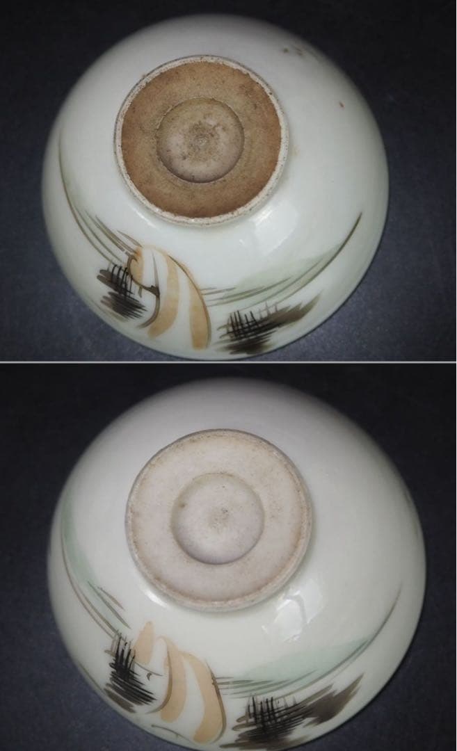 送料無料　明治期　手描き煎茶碗5客　煎茶道具