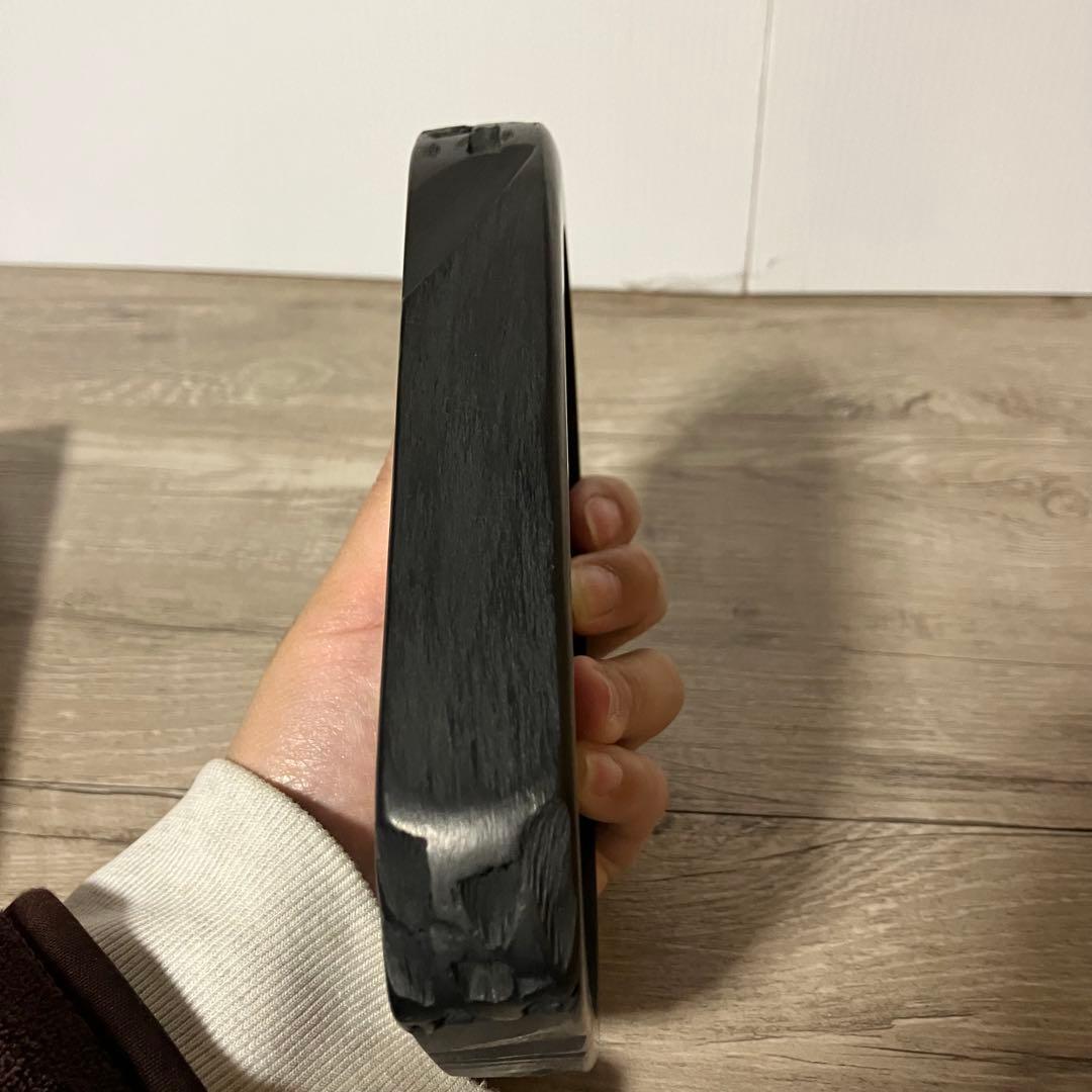 3F 【伝統工芸品】雨畑硯（あめはた すずり）特選 蓋付き 箱入り 記名あり