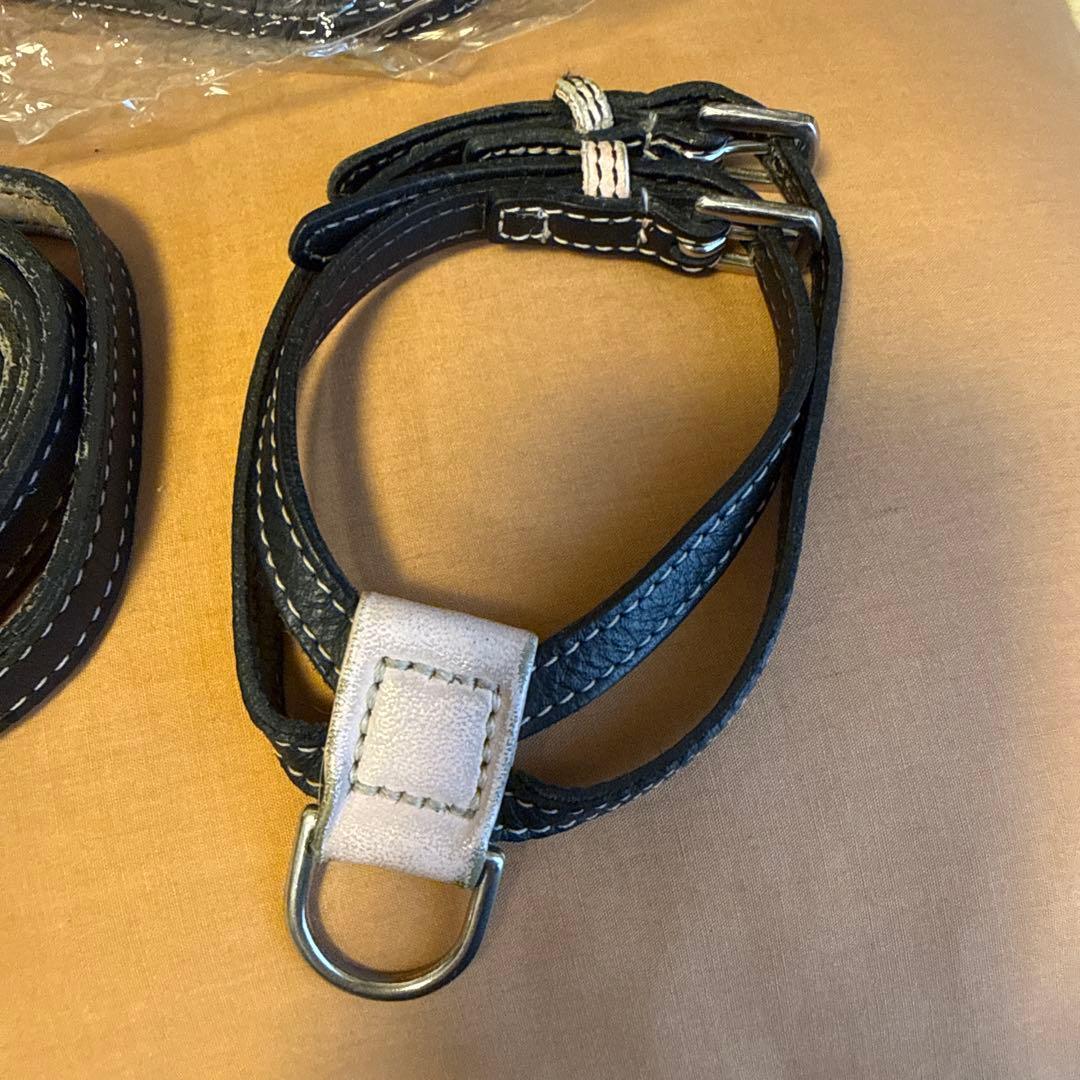 犬の生活　レザー製　ハーネス新品と中古　リード中古　3点セットセット