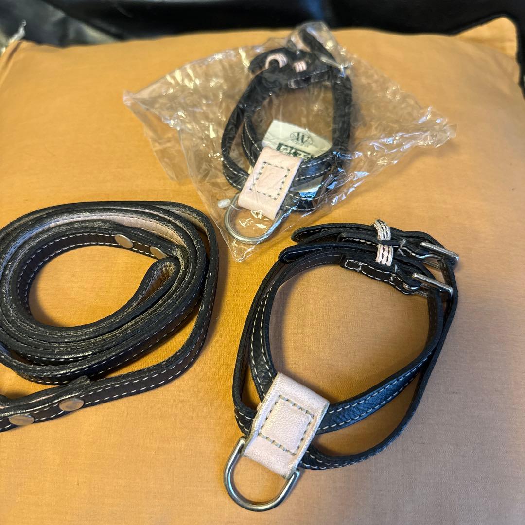 犬の生活　レザー製　ハーネス新品と中古　リード中古　3点セットセット