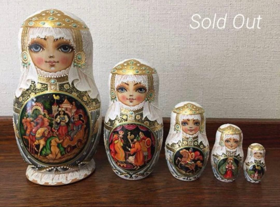 ロシア雑貨☆バラのマトリョーシカ(5P)H18cm タチアナ作
