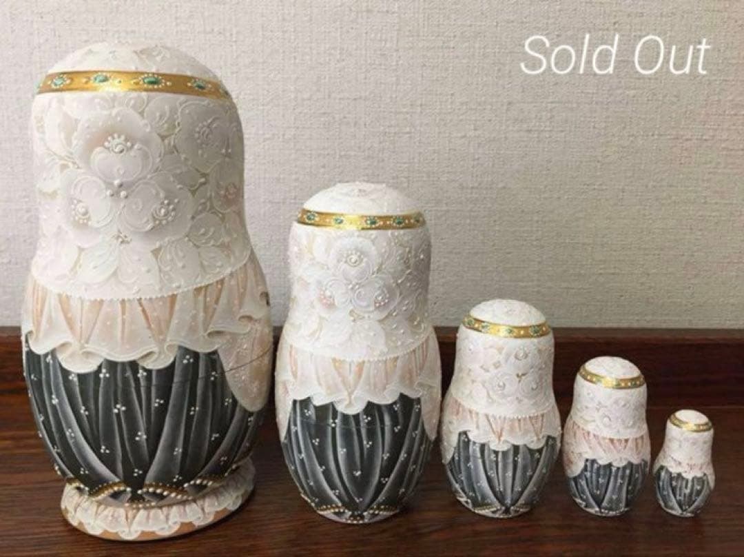 ロシア雑貨☆バラのマトリョーシカ(5P)H18cm タチアナ作