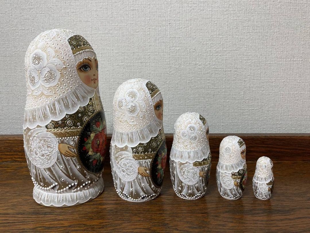 ロシア雑貨☆バラのマトリョーシカ(5P)H18cm タチアナ作