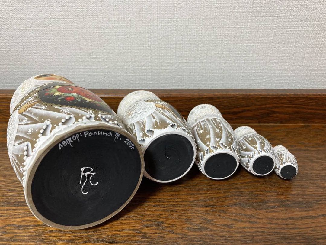 ロシア雑貨☆バラのマトリョーシカ(5P)H18cm タチアナ作