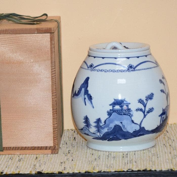 茶道具　水指　芋頭　染付　京焼　富田静山　古物　美品　送料込み
