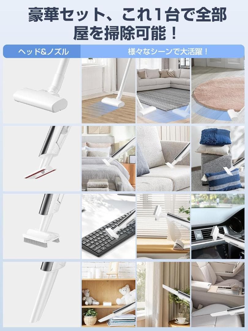 掃除機 コードレス 置くだけ充電 38000pa強力吸引 ハンディ クリーナー