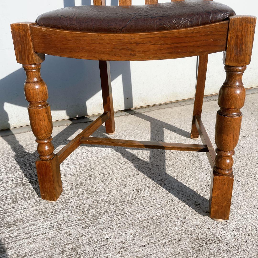【美品】北欧 英国 イギリス アンティークバルボスレッグ チェア レザー 無垢材