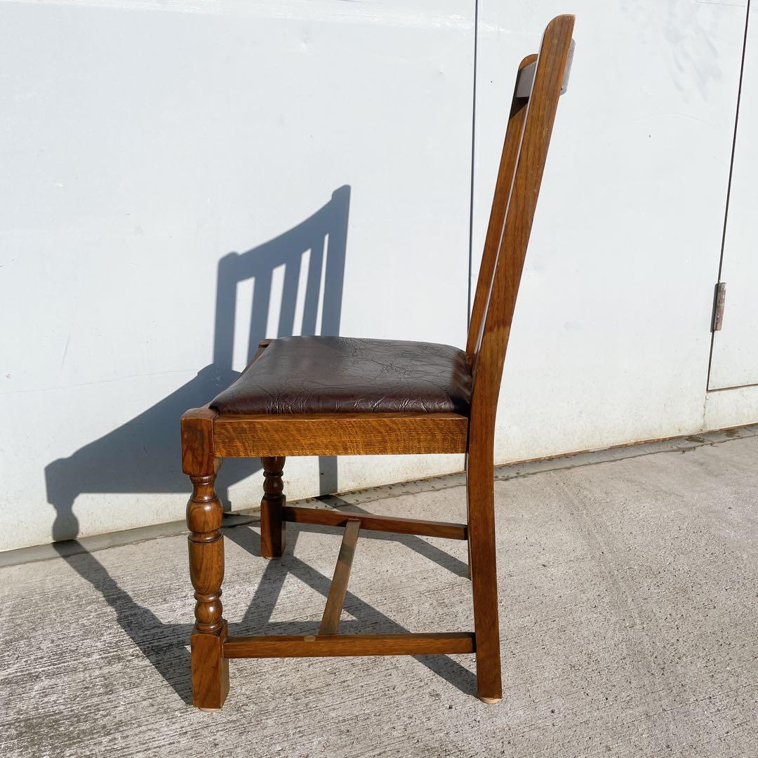 【美品】北欧 英国 イギリス アンティークバルボスレッグ チェア レザー 無垢材