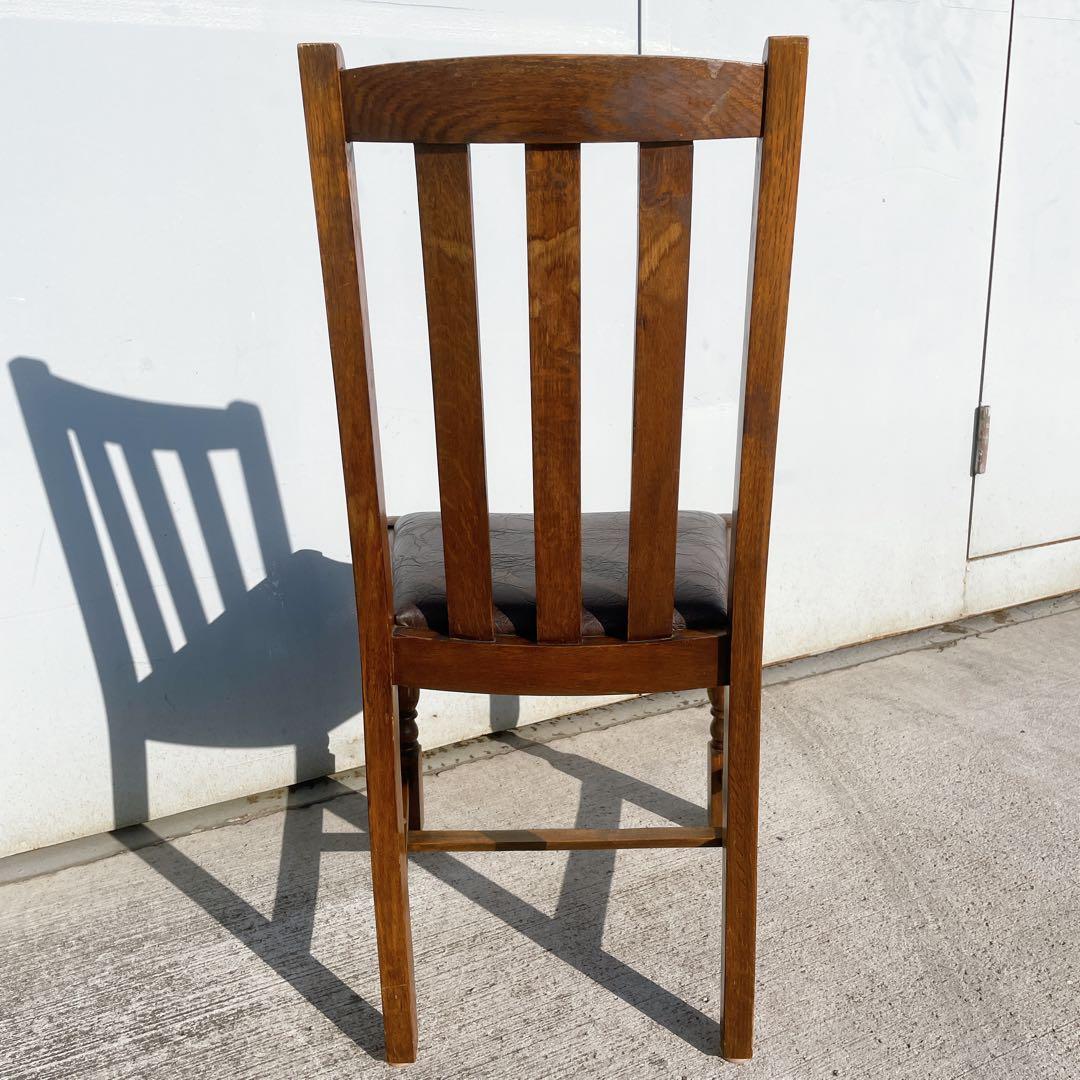 【美品】北欧 英国 イギリス アンティークバルボスレッグ チェア レザー 無垢材
