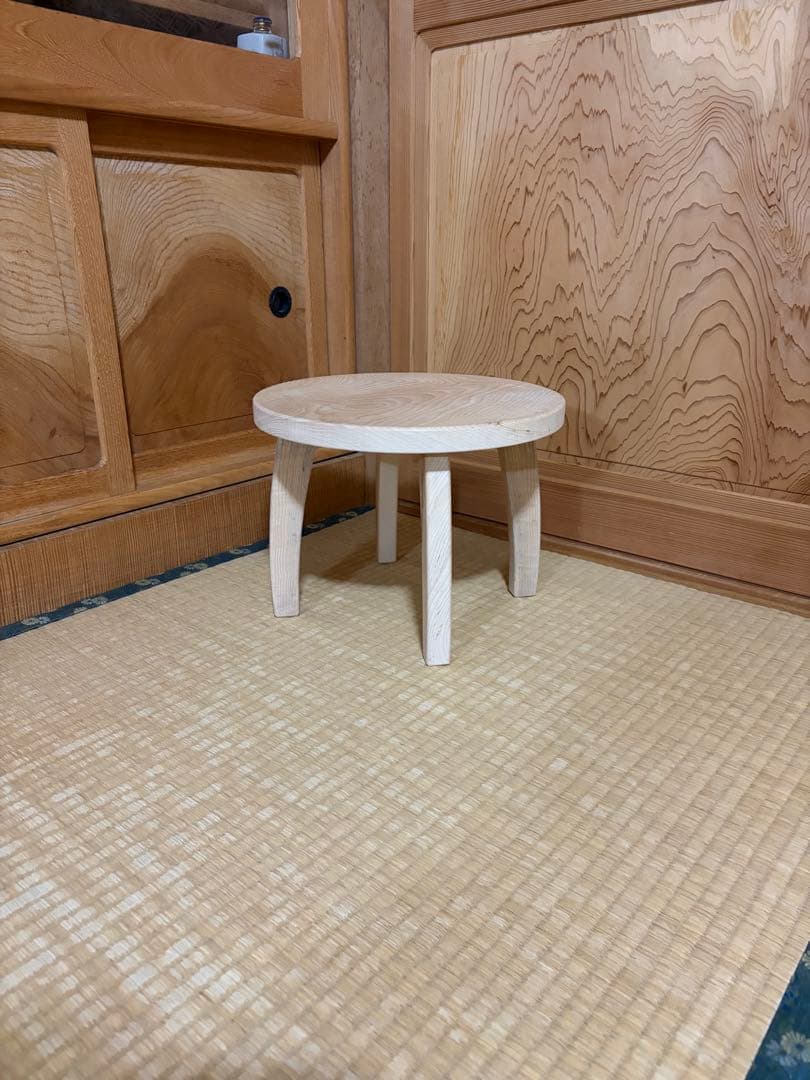 1402建具屋一筋58年のおじいちゃんの手作りスツール、イス☆タモ