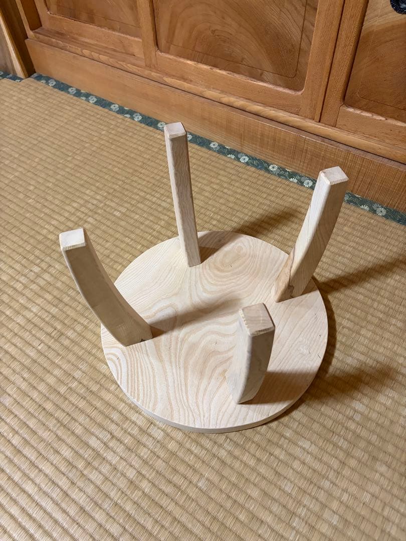 1402建具屋一筋58年のおじいちゃんの手作りスツール、イス☆タモ