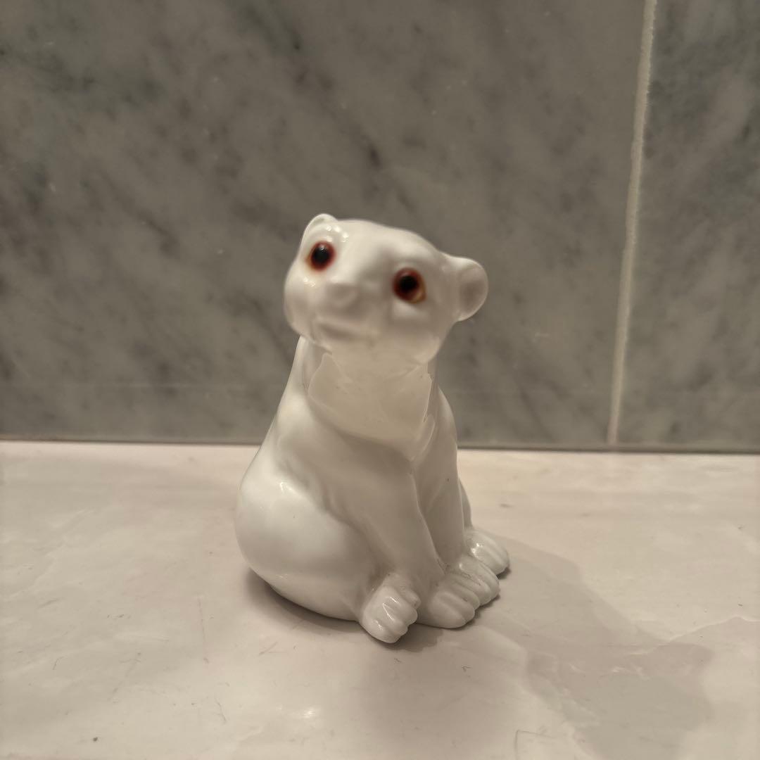 70年代アメリカ生きているように美しい瞳で覗き込むシロクマ陶器