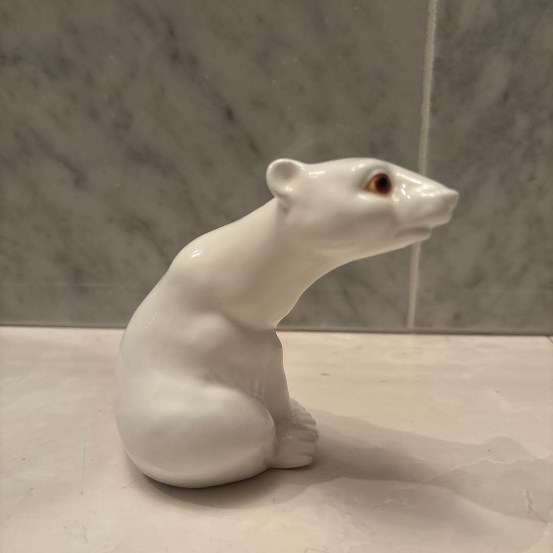 70年代アメリカ生きているように美しい瞳で覗き込むシロクマ陶器