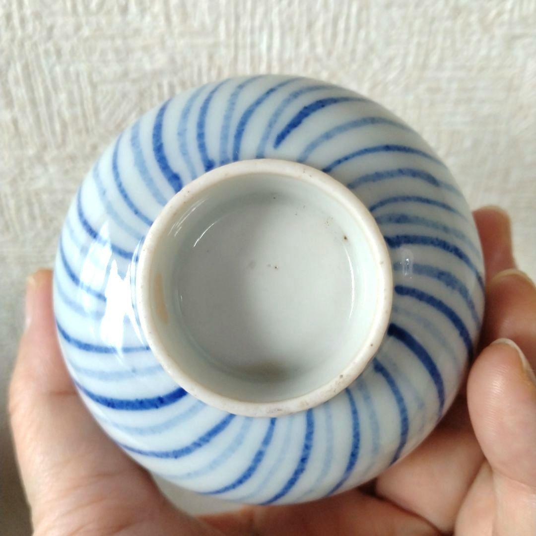 《期間限定セール！〜2/28まで》古伊万里染付瀬戸輪花流線ころ茶碗