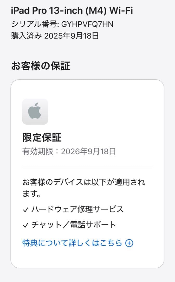 iPad Pro13インチM4 256GB Wifiモデル AppleCare+