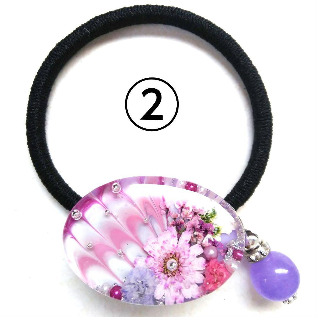 ヘアクリップ レジン 二等辺三角形 ジャックポットと紫陽花