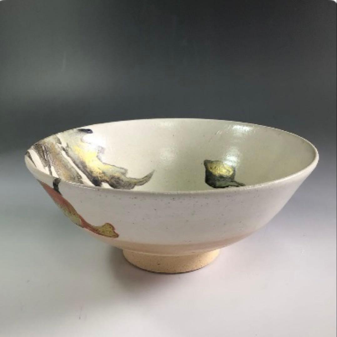 Ｐ９１０　茶碗　『平安　周平造』『色絵芥子画』『平茶碗』　抹茶碗　共箱　茶道具