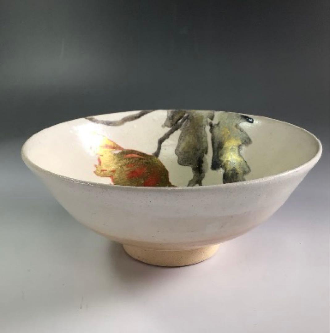 Ｐ９１０　茶碗　『平安　周平造』『色絵芥子画』『平茶碗』　抹茶碗　共箱　茶道具