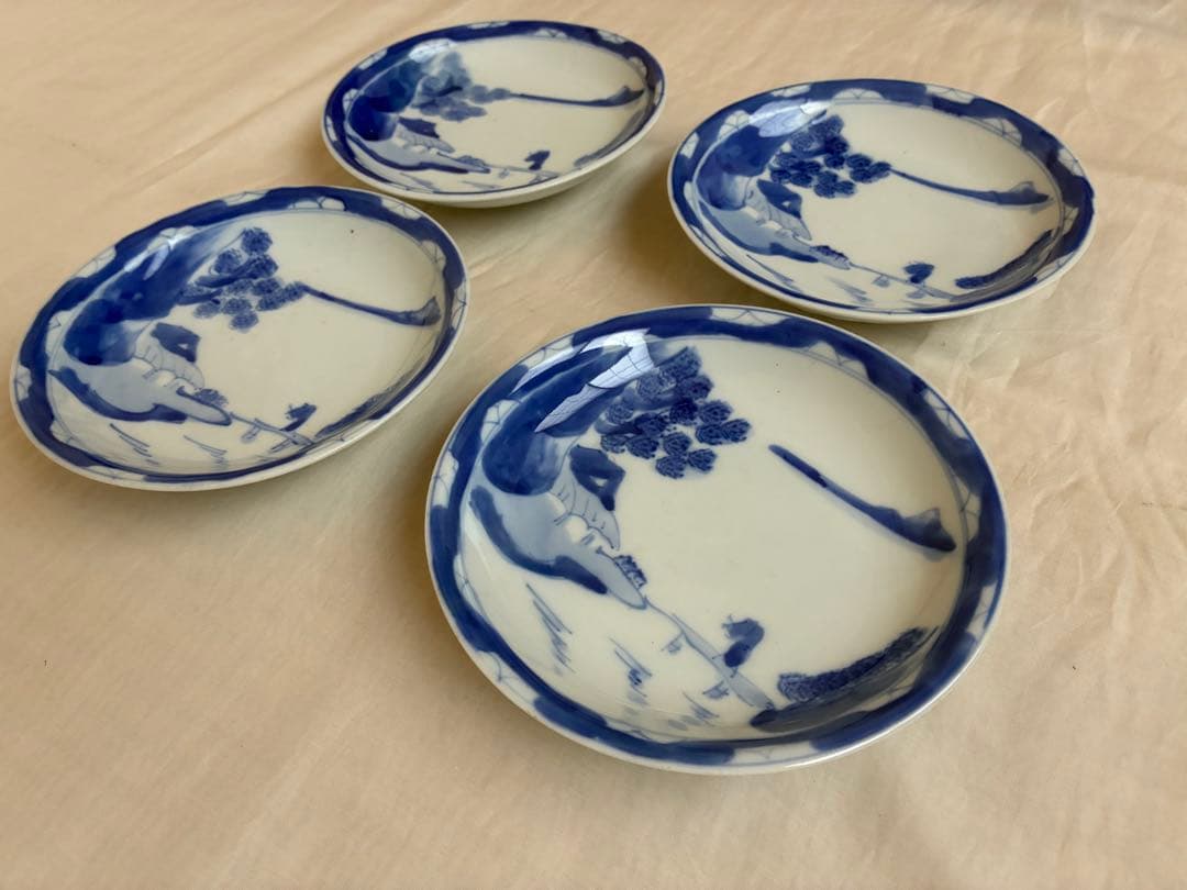 4枚セット【明治時代の古いお皿】明治アンティーク 骨董品