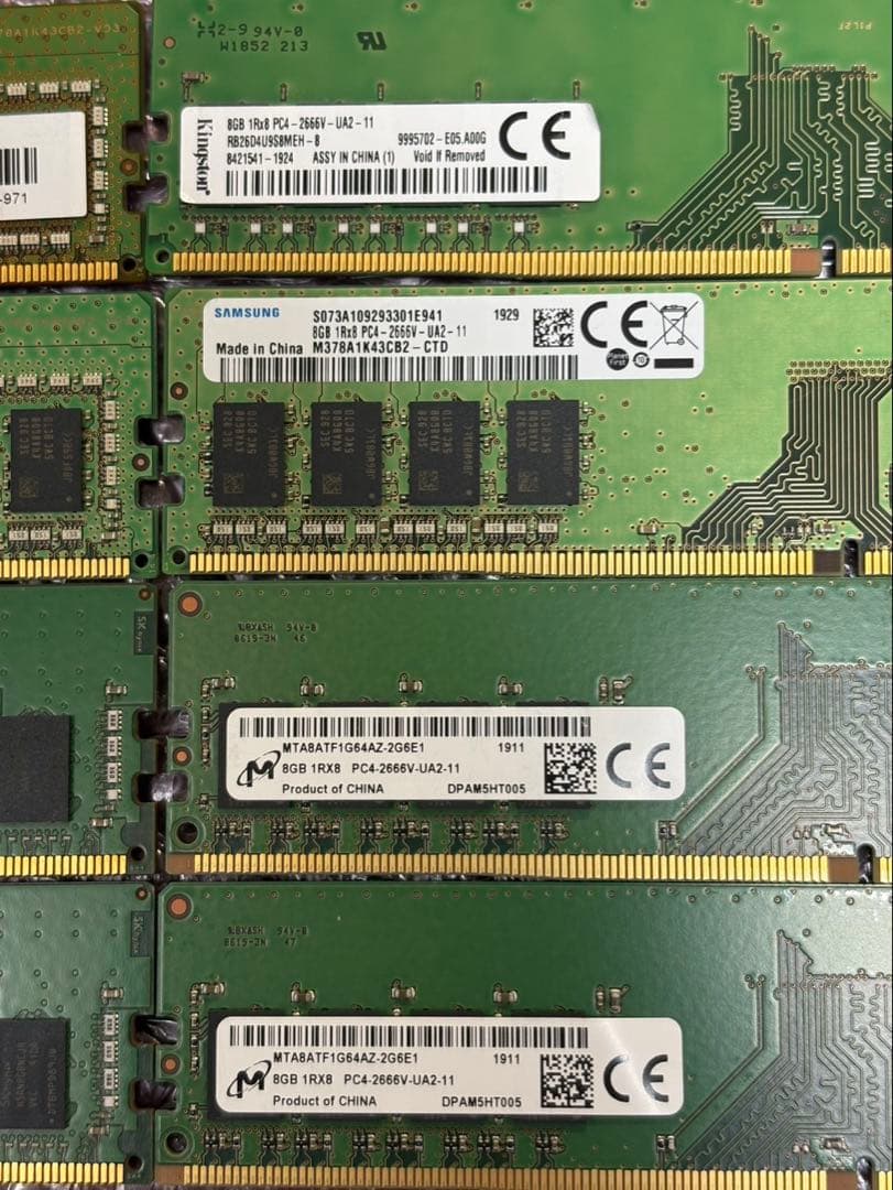 DDR4 メモリ　2666v 8GB 8枚 合計64GB