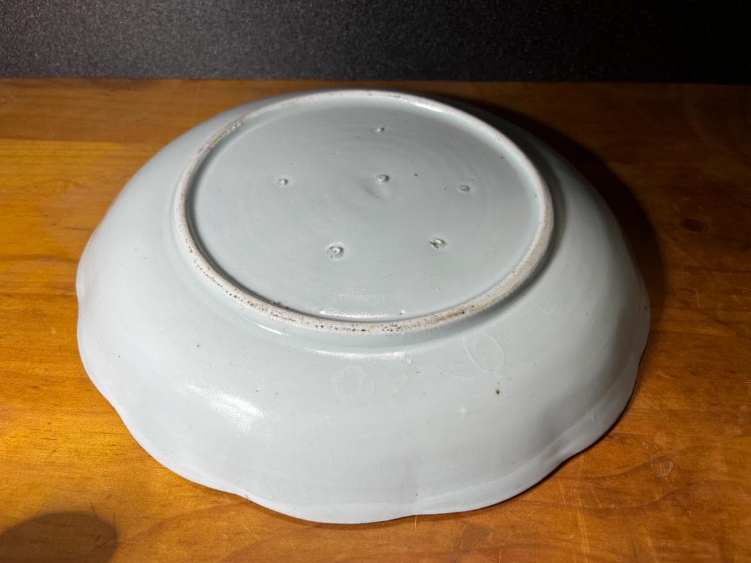 古伊万里　江戸期　蓮図（はす）　染付　大皿