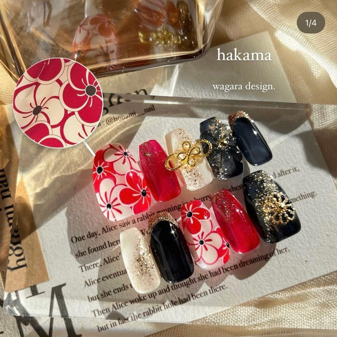 オーダー　10個セット　成人式　振袖　袴　卒業式　和柄　ブライダル　ネイルチップ