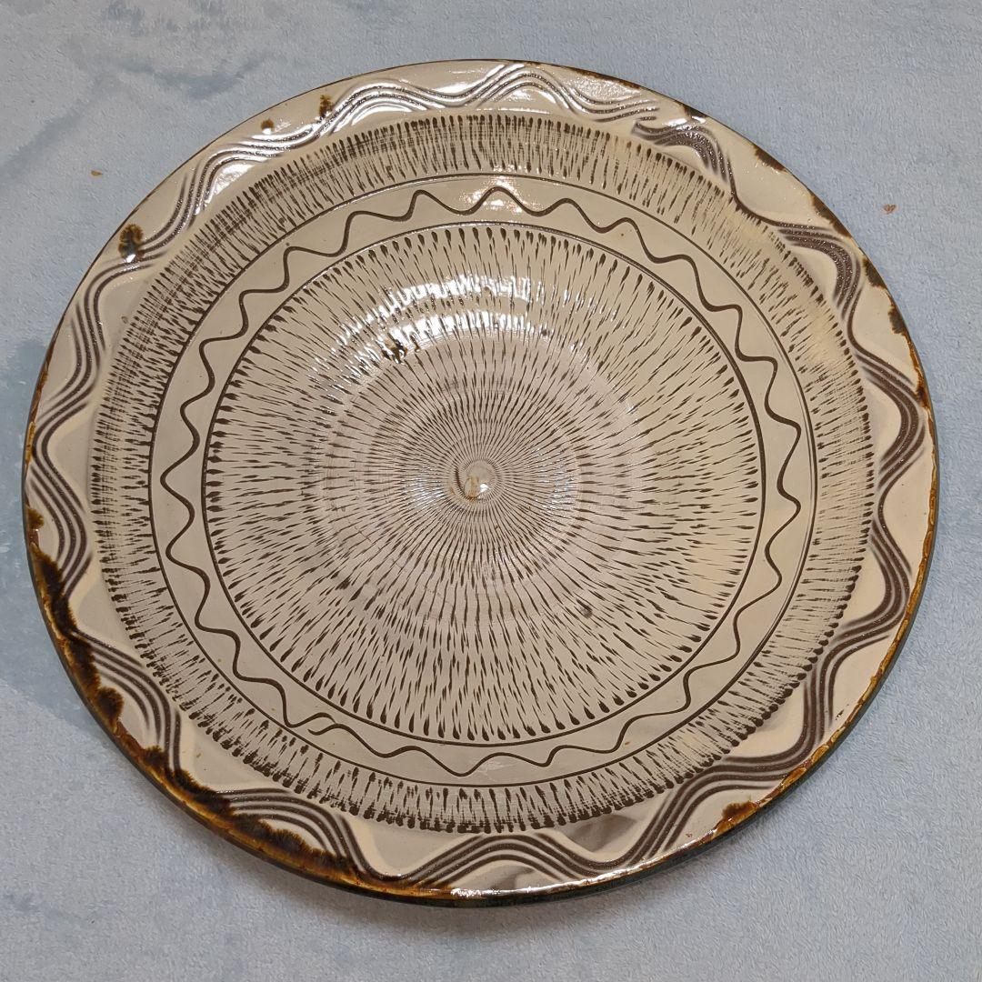 小鹿田焼　大皿　飛び鉋　直径約39cm　民藝