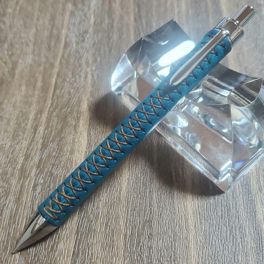 革軸シャーペン 0.5mm 手縫い仕立て　③