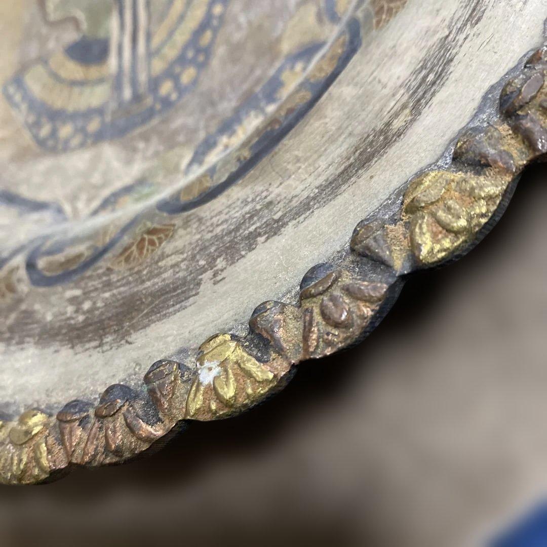 【希少⭐︎アンティーク】古代エジプト風 クレオパトラ装飾皿　壁掛け　2枚　金属製