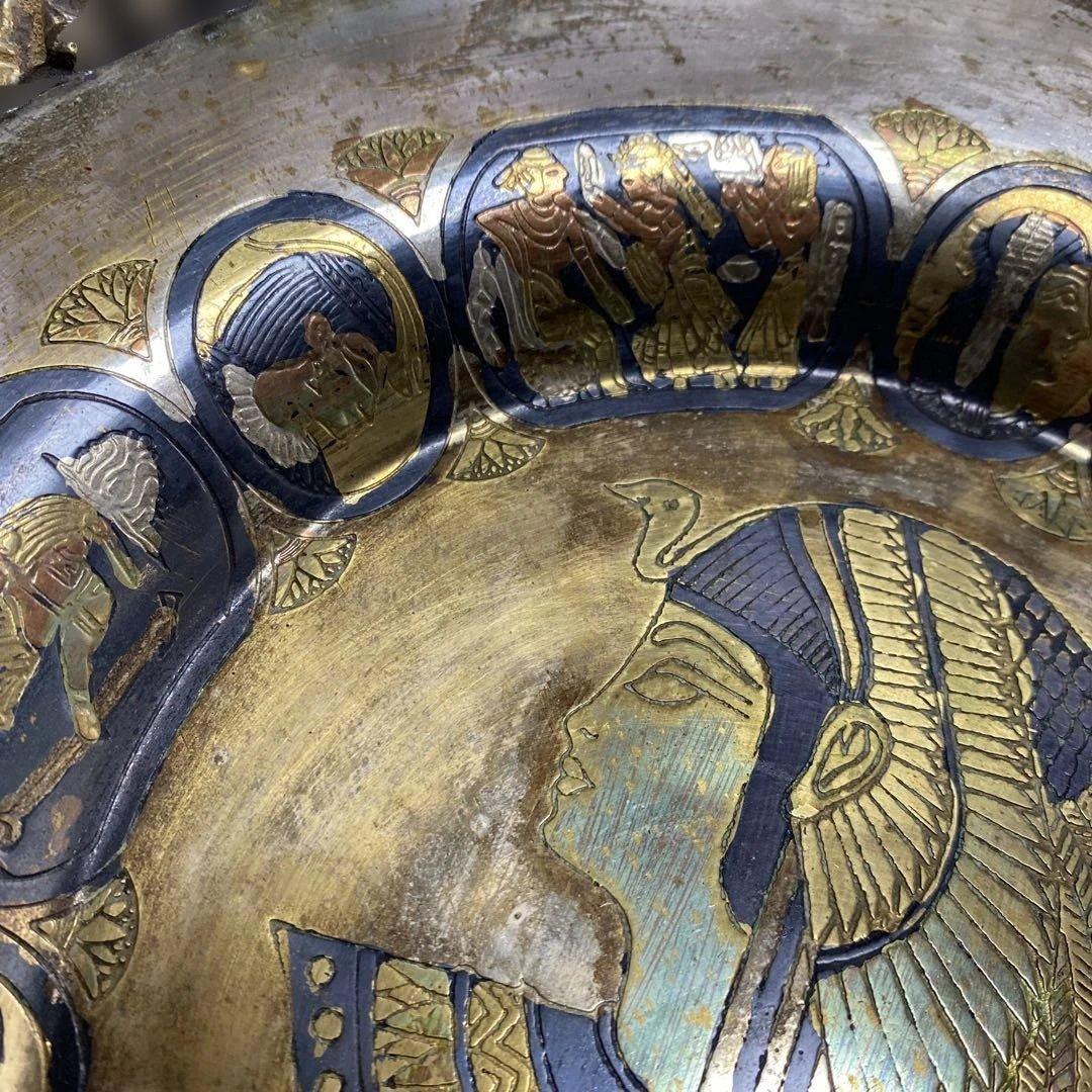 【希少⭐︎アンティーク】古代エジプト風 クレオパトラ装飾皿　壁掛け　2枚　金属製