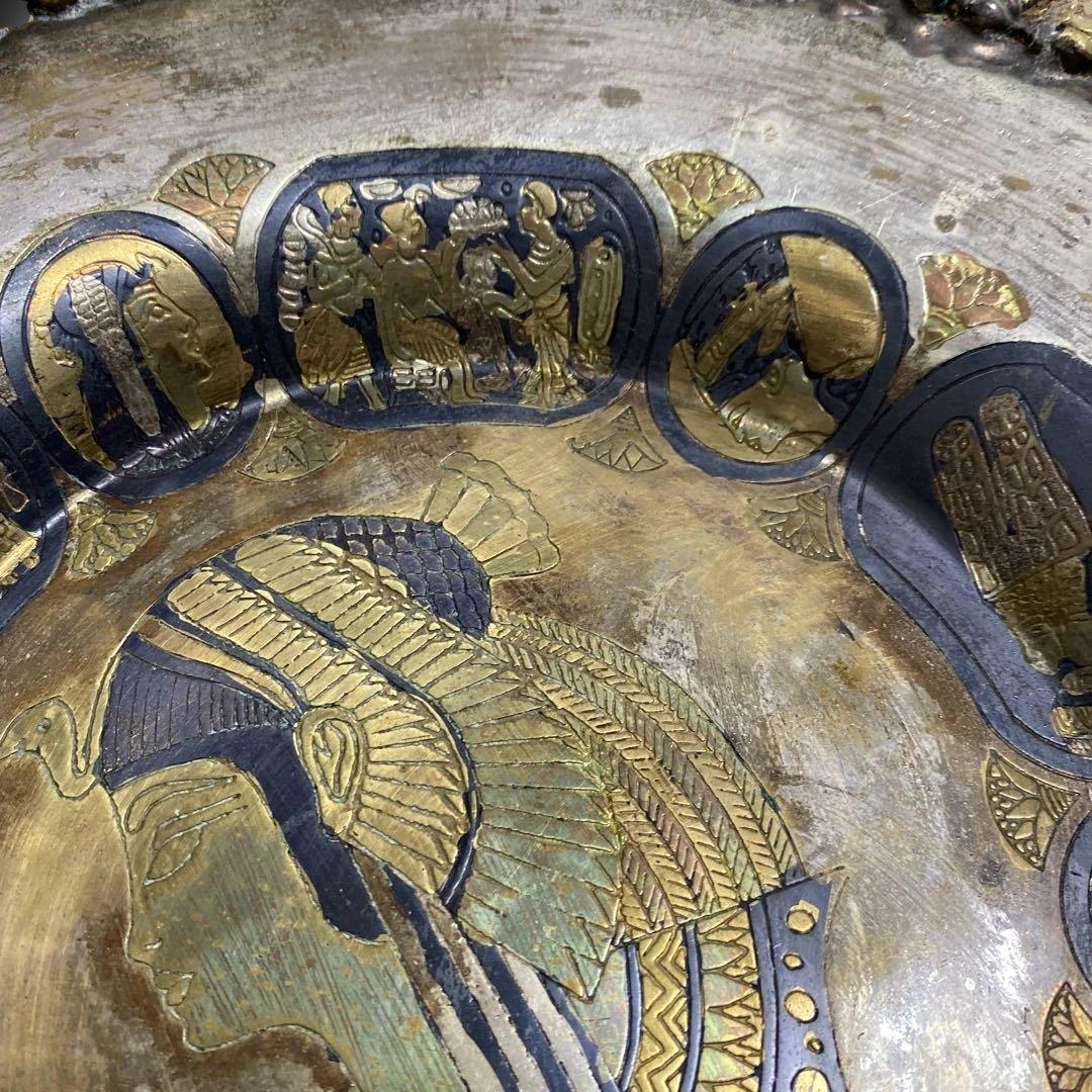 【希少⭐︎アンティーク】古代エジプト風 クレオパトラ装飾皿　壁掛け　2枚　金属製