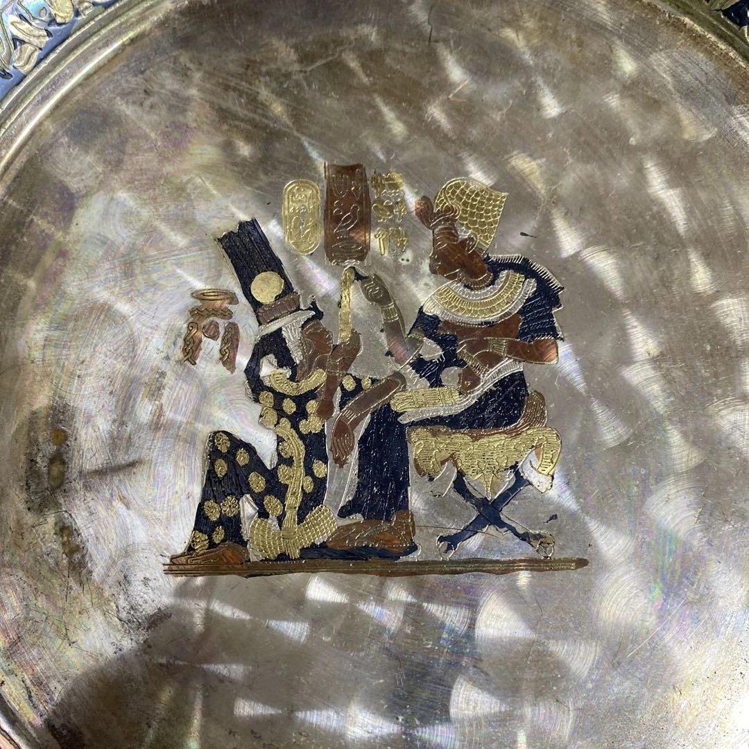 【希少⭐︎アンティーク】古代エジプト風 クレオパトラ装飾皿　壁掛け　2枚　金属製