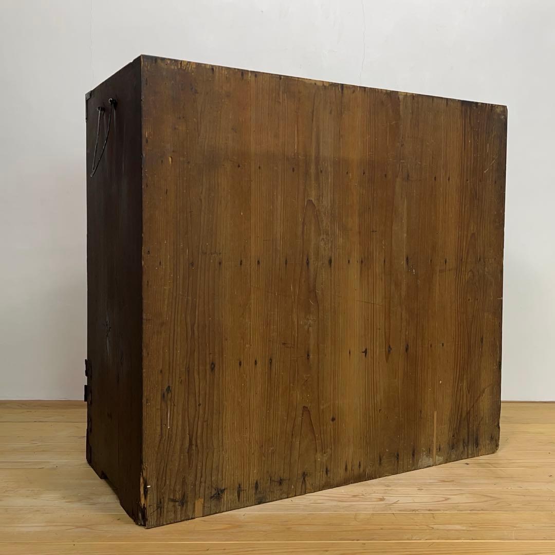 和箪笥　ブラウン　4段　無垢　収納棚　M098　古道具　古家具　アンティーク