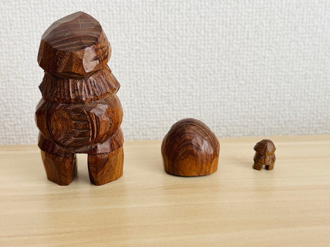 【希少】木彫り　あとぐちさん作品　コロポックル3セット