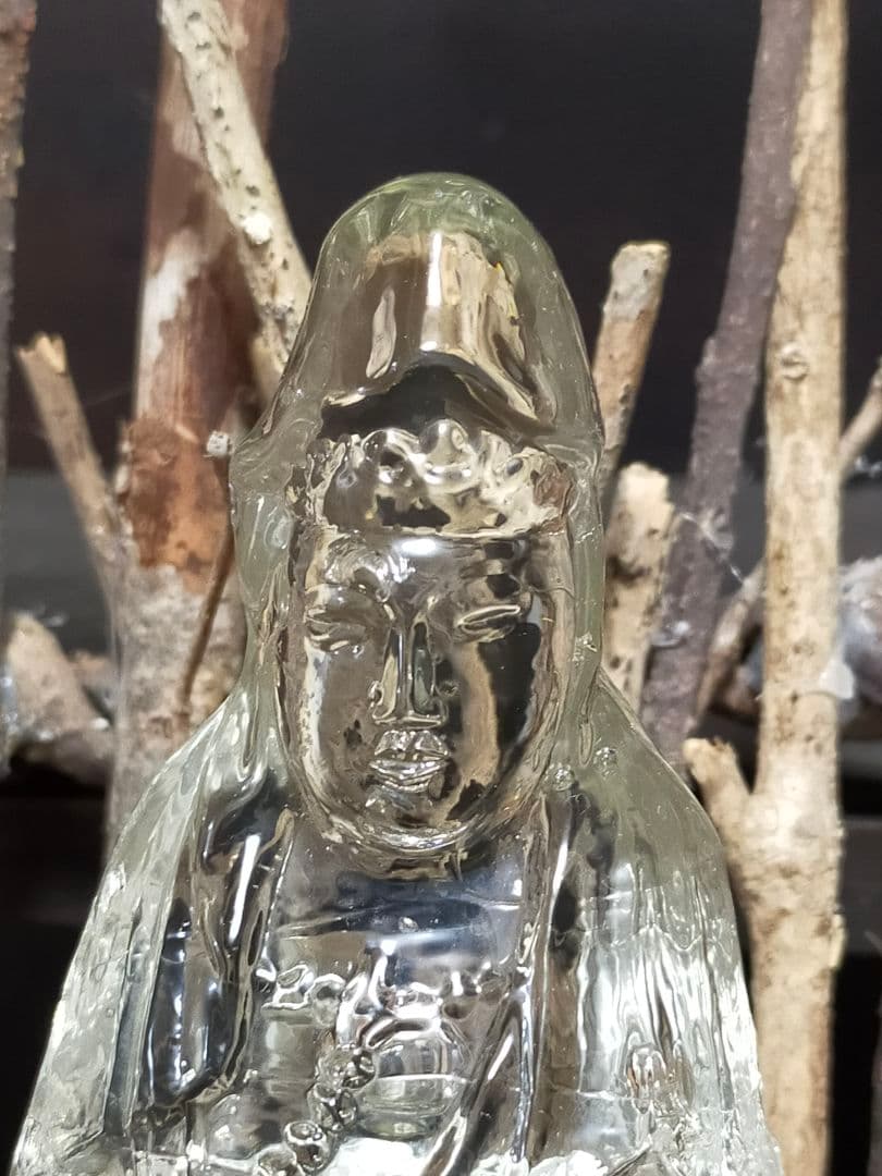 ♥　珍品　♥硝石製♥　観音像　♥３５９ｇ　観音様　観音菩薩　仏像　骨董　水晶風