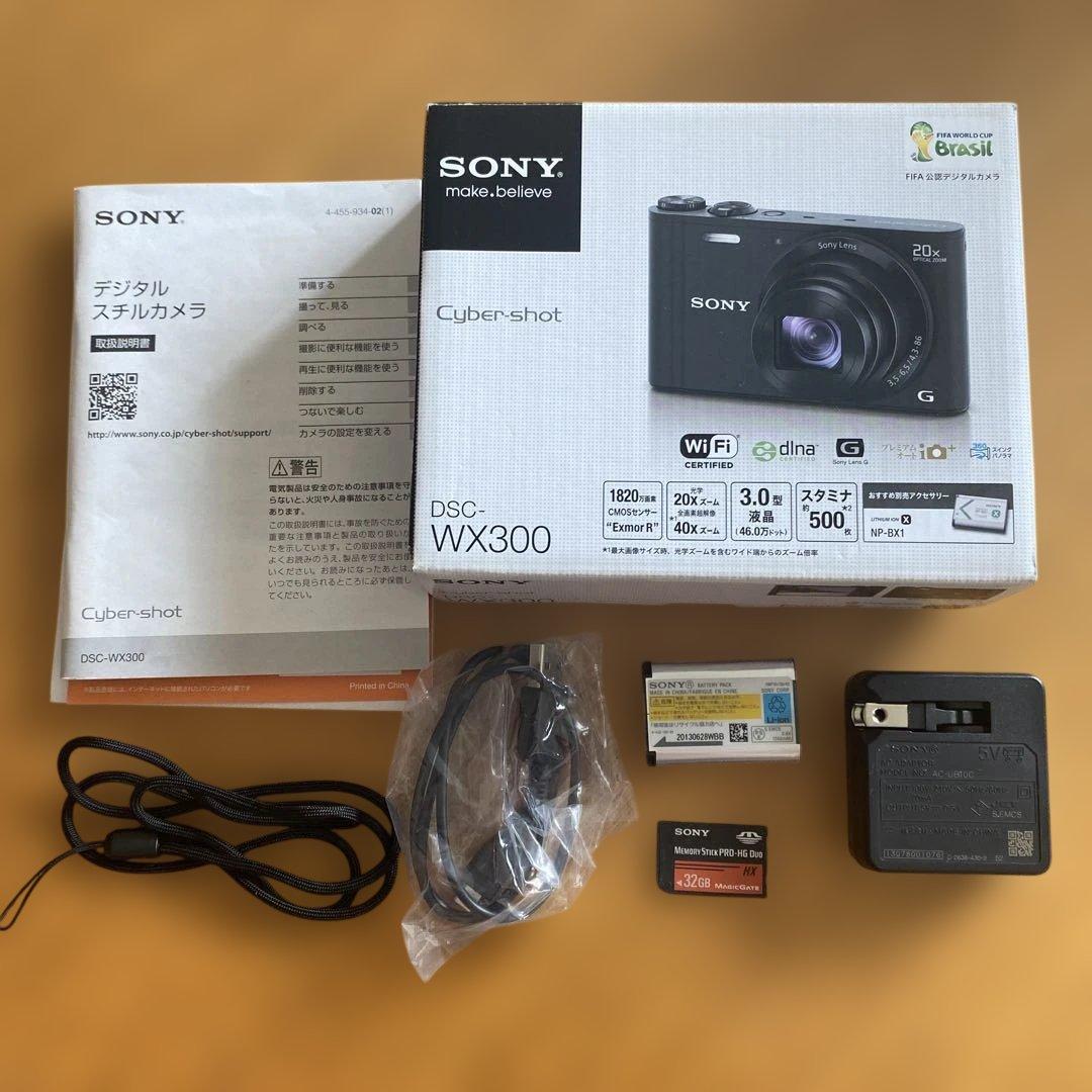 ソニーサイバーショットDSC‐WX300、専用ケース、メモリースティックセット