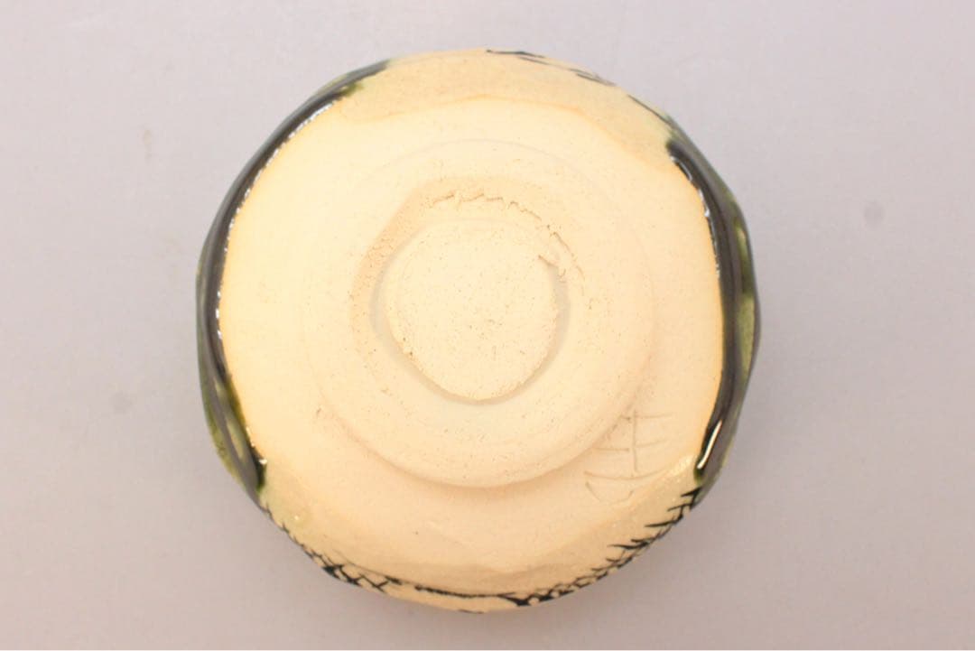 No5049美濃雅山窯　中島正雄造　織部茶碗　陶印有　共箱/共布　栞付　送料無料