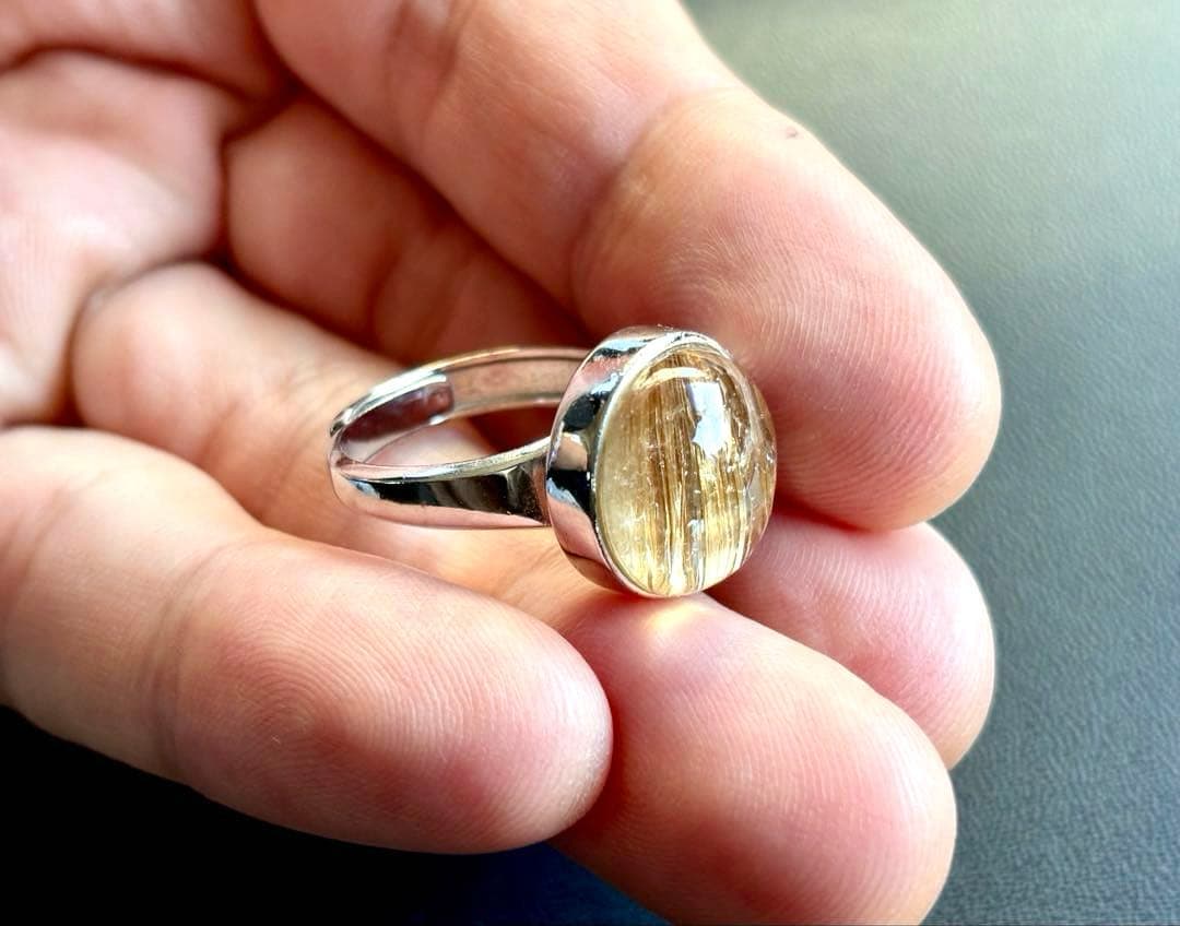 再販不可　夢幻品質　天然石の王者　奇跡のジンタイチンルチルキャッツアイ極上リング