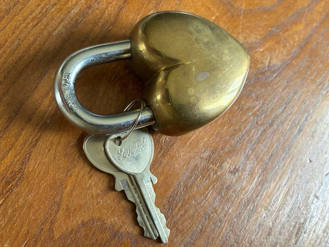 アンティーク 南京錠　鍵 パッドロック　Love lock　キー　真鍮アメリカ